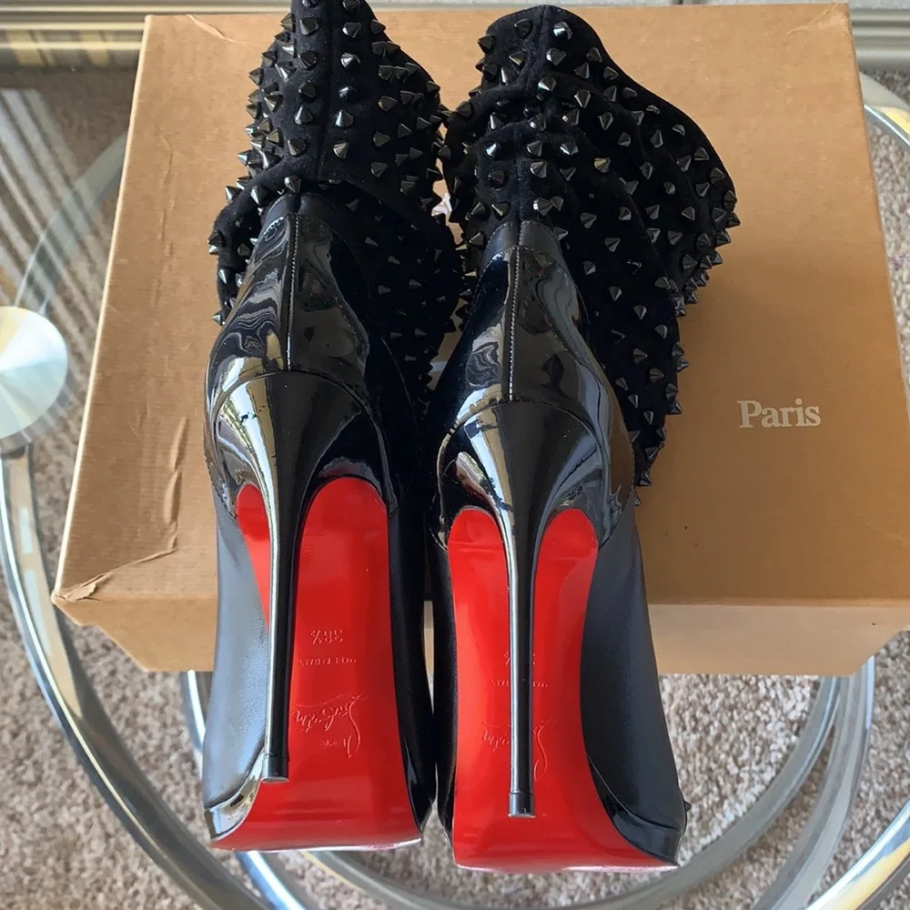100% Authentic Black Studded Louboutin Ankle Boots - Picture 3 of 7